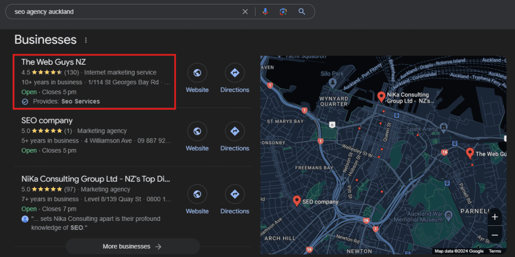 The Web Guys - Local Map snippet 